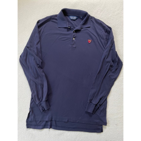 Polo Golf Ralph Lauren Other - 90s Polo Golf Ralph Lauren Mens Medium Long Sleeve Polo Blue Crest Pima Cotton